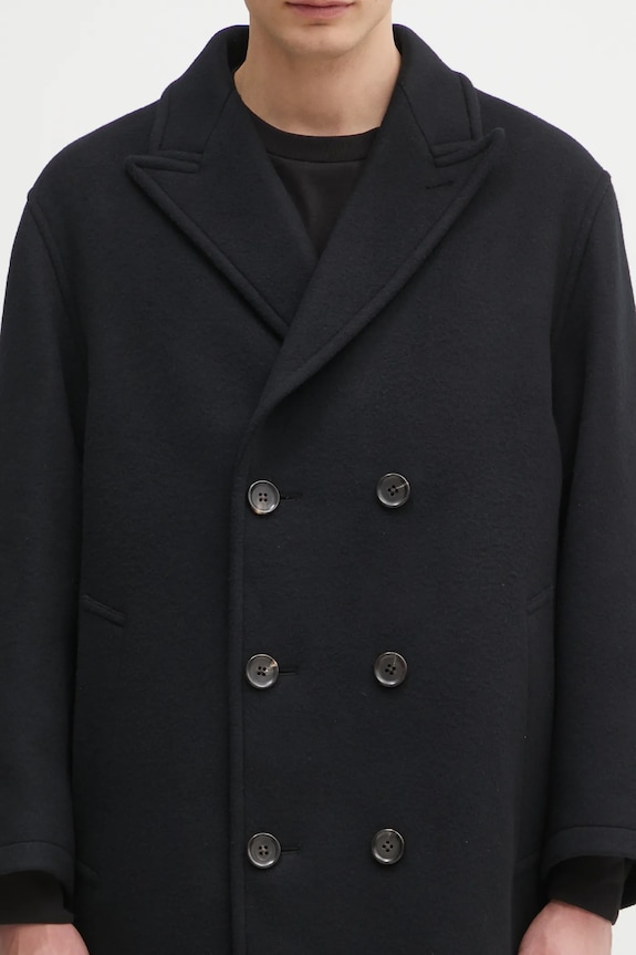 Wacko Maria cappotto in lana Double Breasted nero 24FW.WMO.CO02
