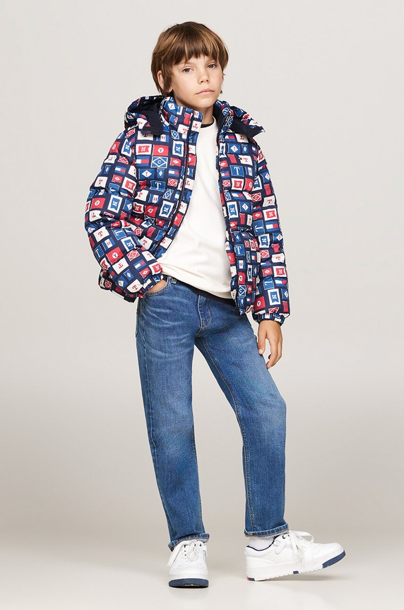 Παιδικό μπουφάν Tommy Hilfiger μπλε KB0KB08341.9BYH.128.176