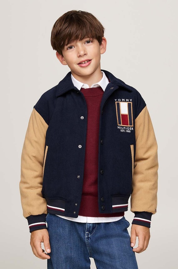 Dječja bomber jakna Tommy Hilfiger bez tople podstave bež KB0KB09403.9BYH.128.176
