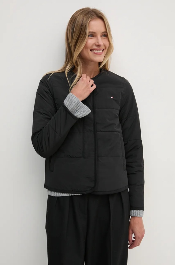 Tommy Hilfiger rövid kabát enyhén szigetelt fekete WW0WW42347