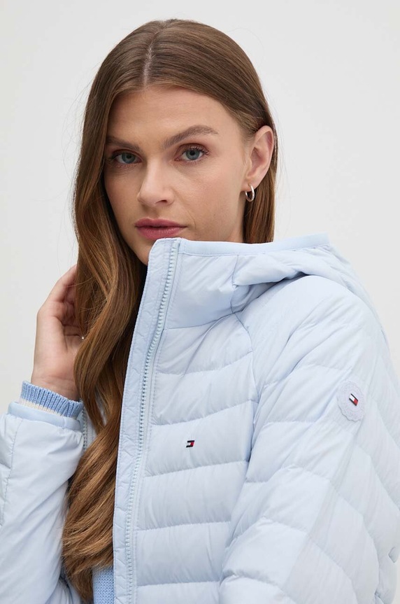 Péřová bunda Tommy Hilfiger modrá WW0WW42350