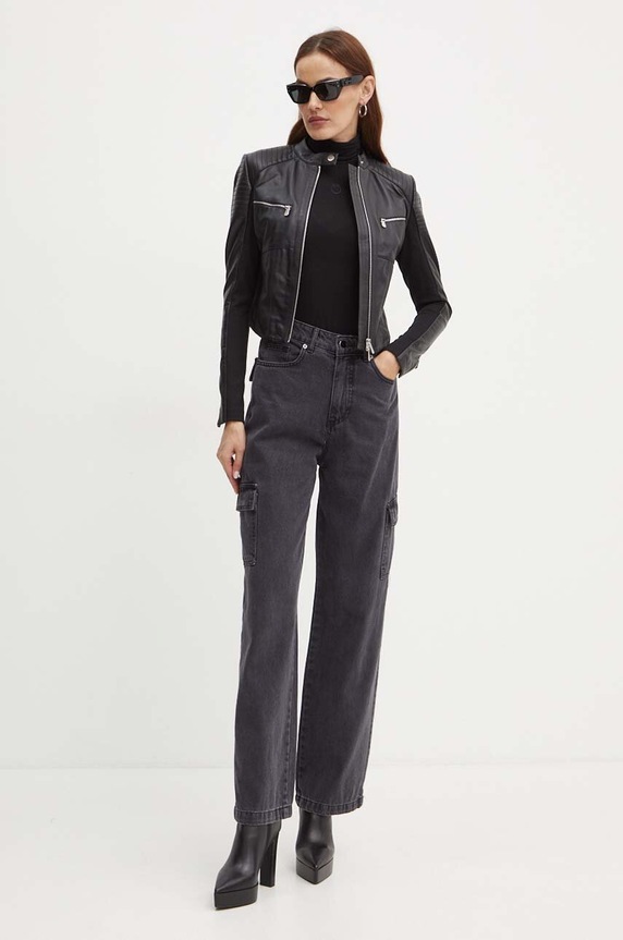 Kožna jakna Pinko 103883.Y75K crna AW24