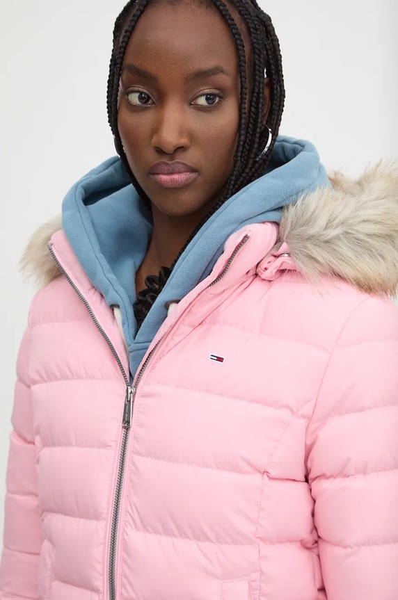 Pernata jakna Tommy Jeans roza DW0DW18312