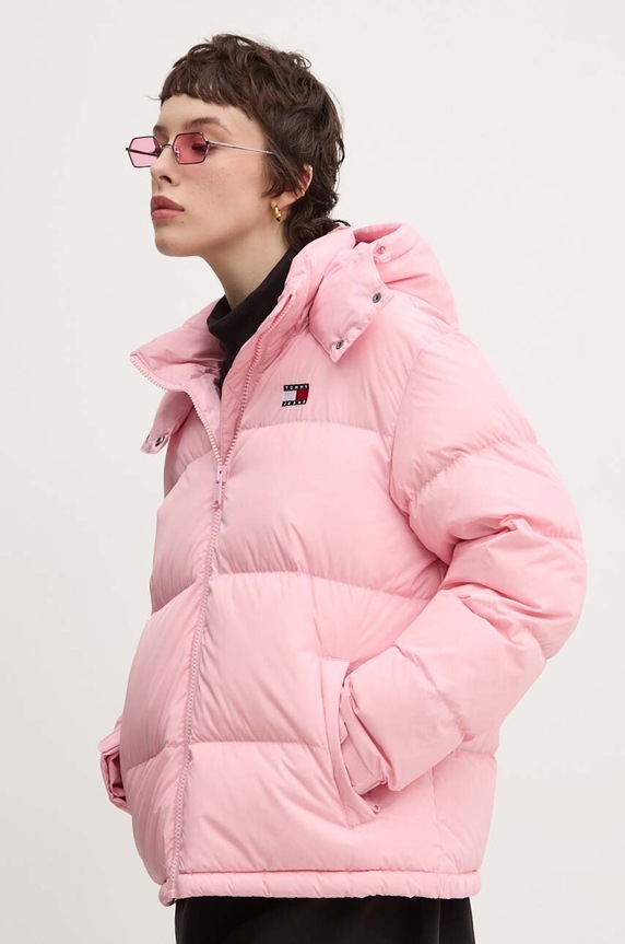 Tommy Jeans geaca de puf cu captuseala roz DW0DW18610