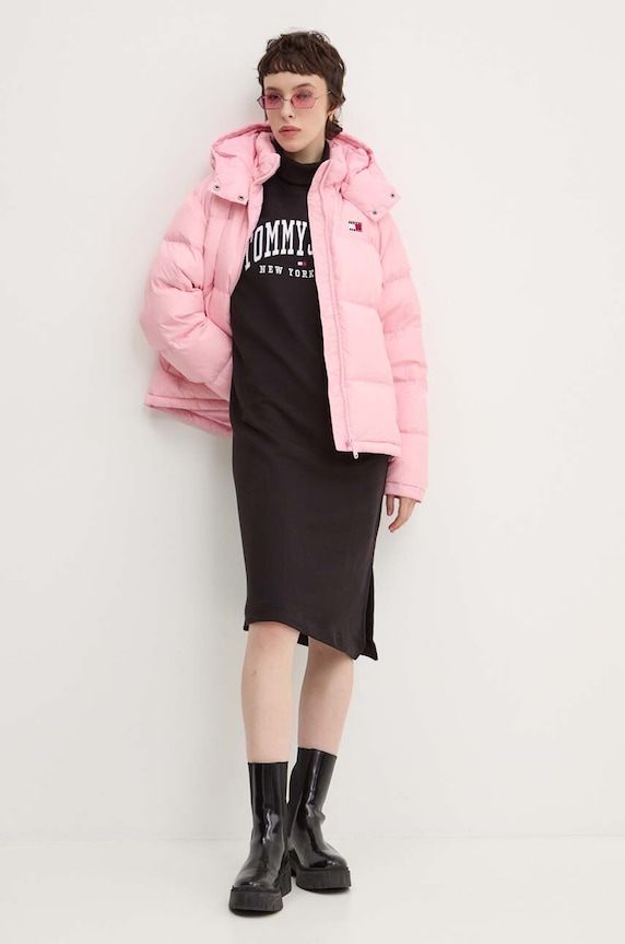 Tommy Jeans geaca de puf DW0DW18610 roz AW24
