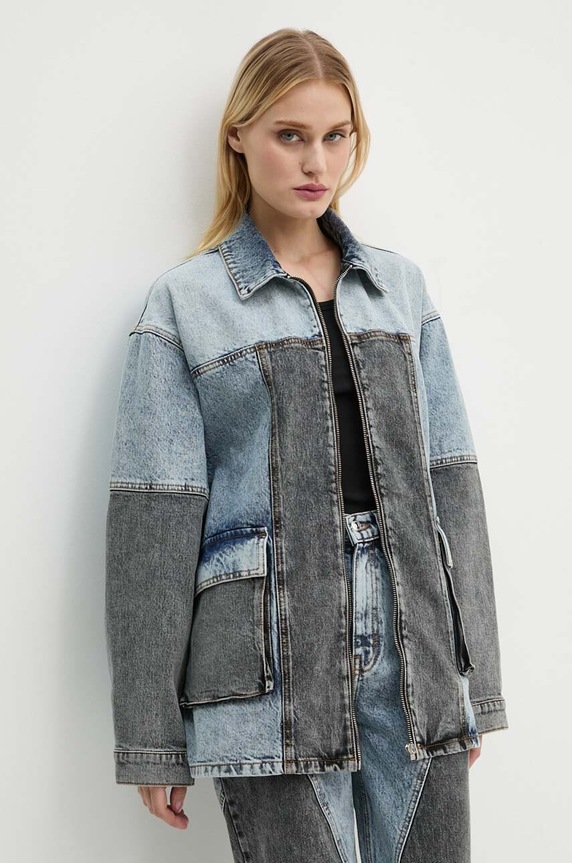 Rotate denim jacket Oversized Patchwork Jacket non-insulated blue 1128221603
