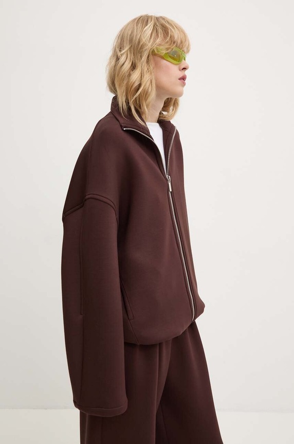 Mikina Remain Soft Zipped Jacket bez kapuce hnědá 501932578