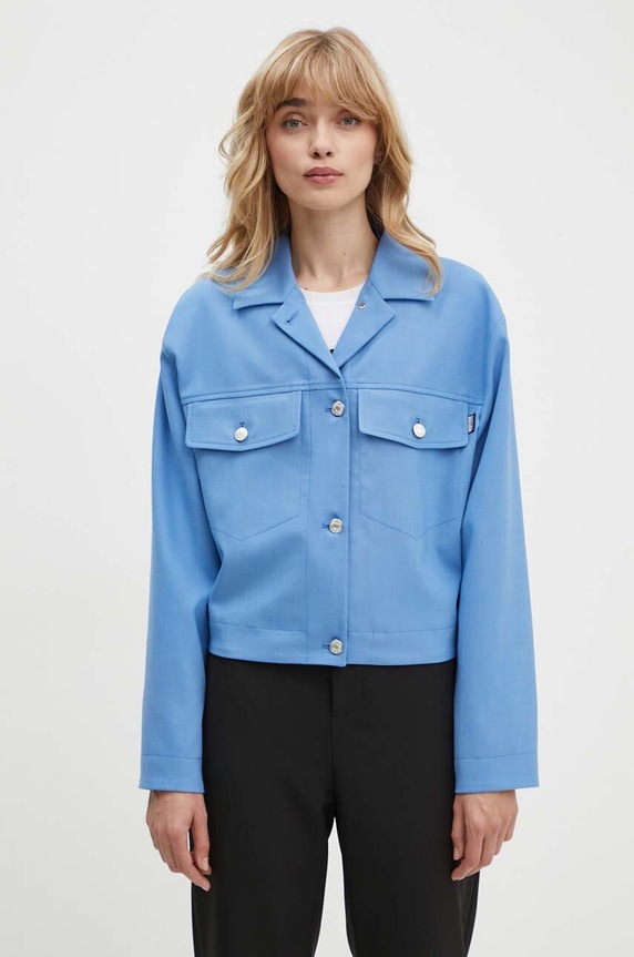 Moschino Jeans kurtka z domieszką wełny nieocieplane niebieski 0506.8226