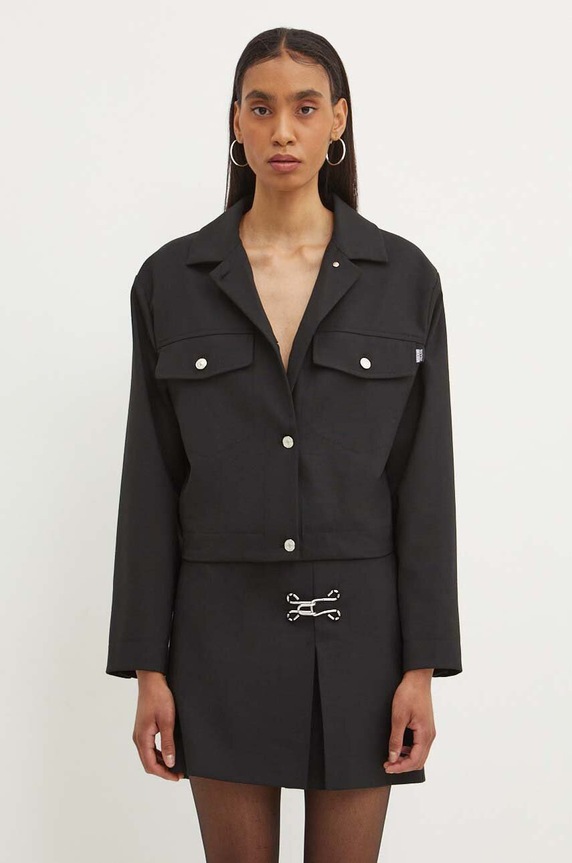 Bunda s prímesou vlny Moschino Jeans nezateplené čierna 0506.8226
