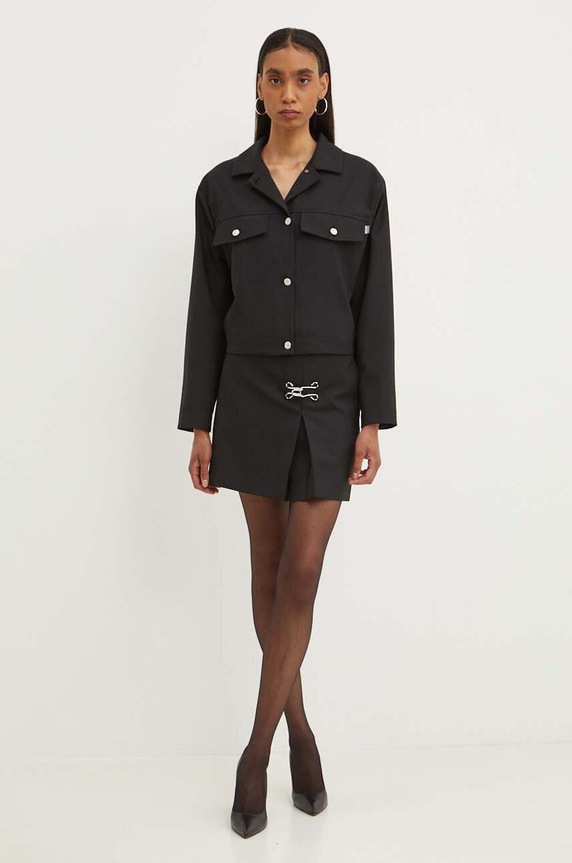 Bunda s prímesou vlny Moschino Jeans 0506.8226 čierna AW24