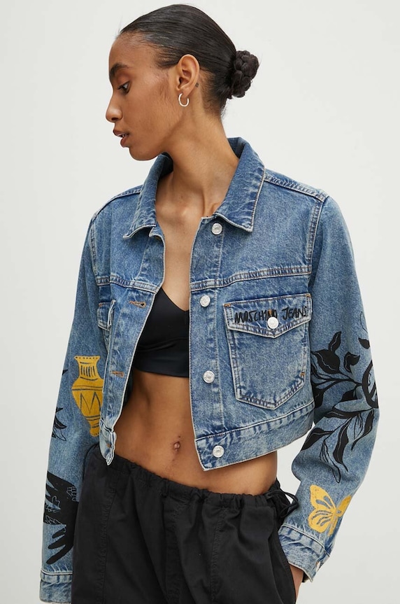 Odzież Moschino Jeans kurtka jeansowa 0501.8221 niebieski