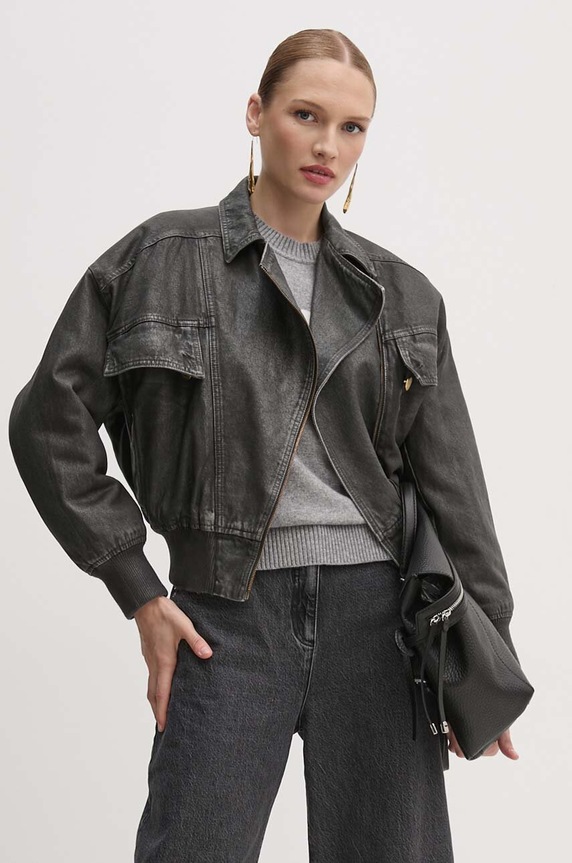 Elisabetta Franchi geacă din denim BJ31I46E2 gri
