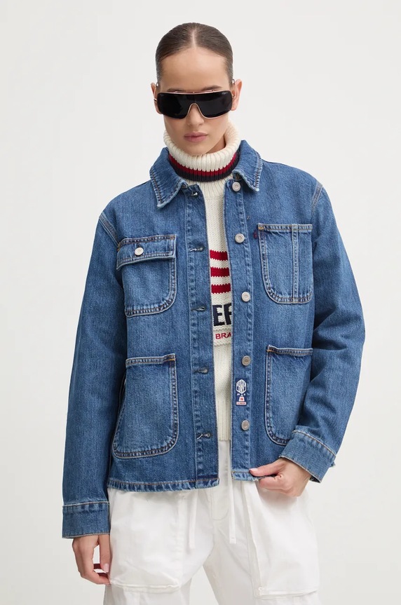 Superdry kurtka jeansowa bez kaptura niebieski W5011809A.7NJ