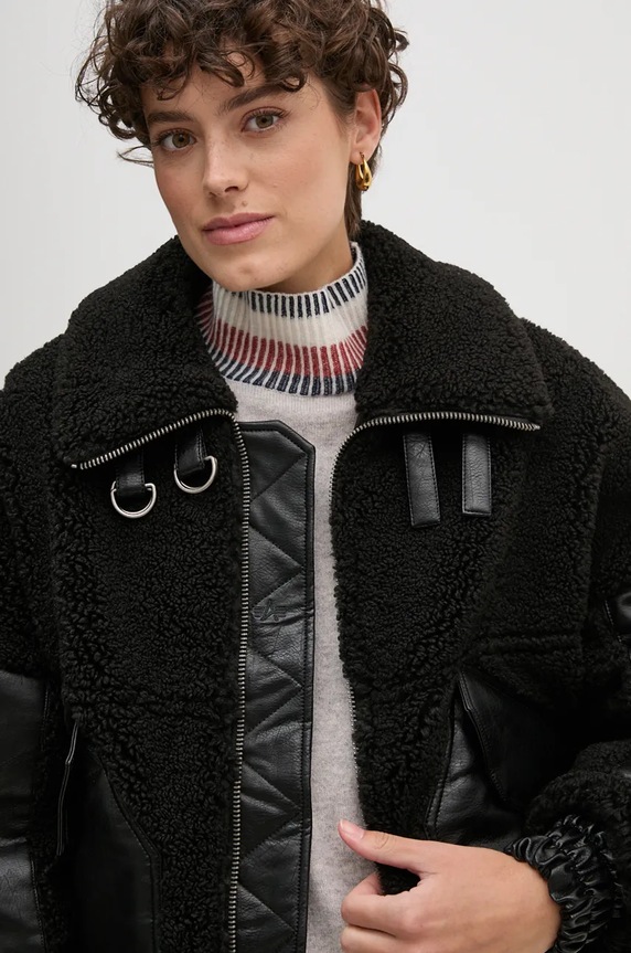 Bunda Alpha Industries Teddy PU Bomber čierna 148001