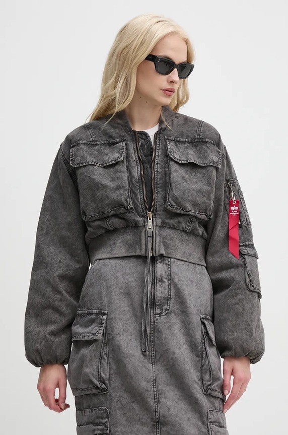 Bomber bunda Alpha Industries bez kapuce šedá 148008