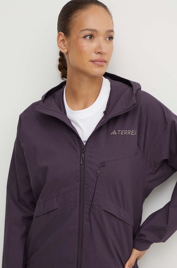 Куртка outdoor adidas TERREX Xperior с капюшоном фиолетовой IW3820