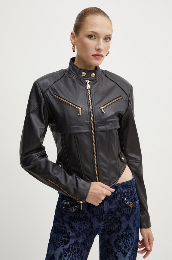 Versace Jeans Couture geaca de piele cu captuseala negru 77HAVP04.CP009