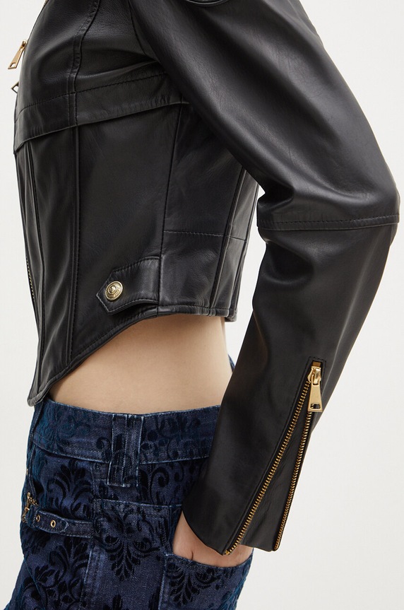 Versace Jeans Couture geaca de piele 77HAVP04.CP009 negru