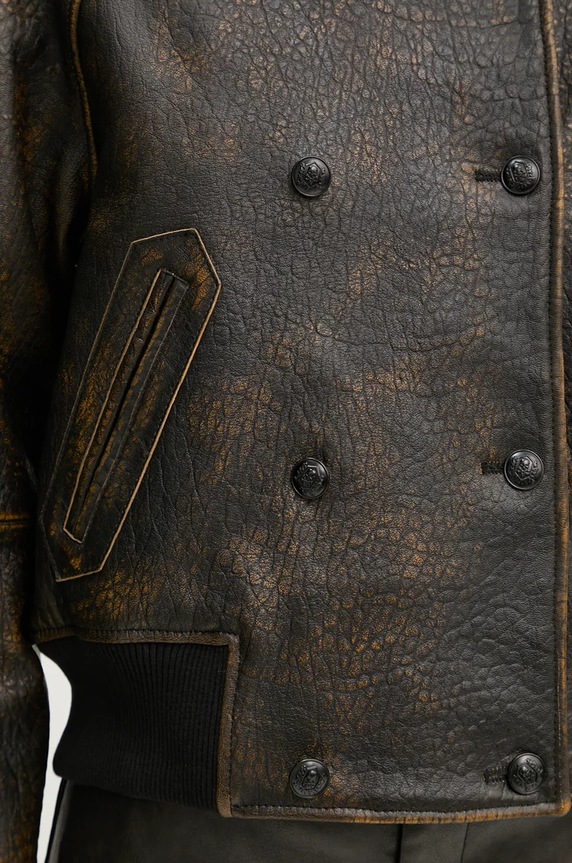 Kožna jakna The Kooples FCUI29010K smeđa