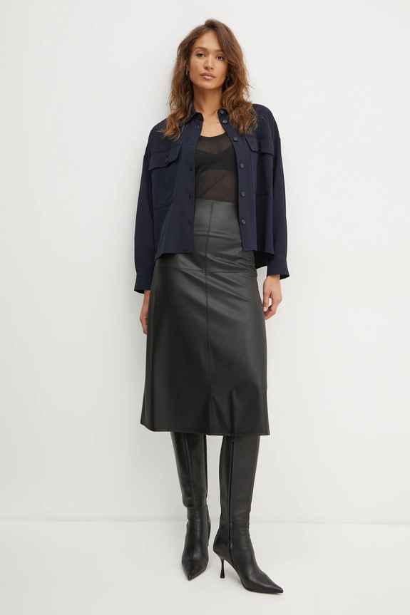 Košeľa s prímesou vlny Weekend Max Mara 2425046042600 tmavomodrá AW24