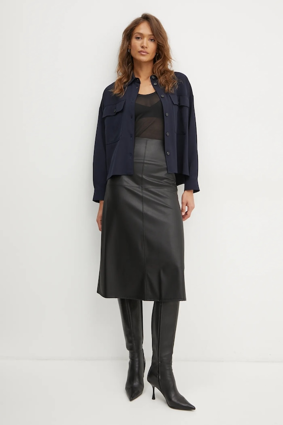 Košeľa s prímesou vlny Weekend Max Mara 2425046042600 tmavomodrá AW24