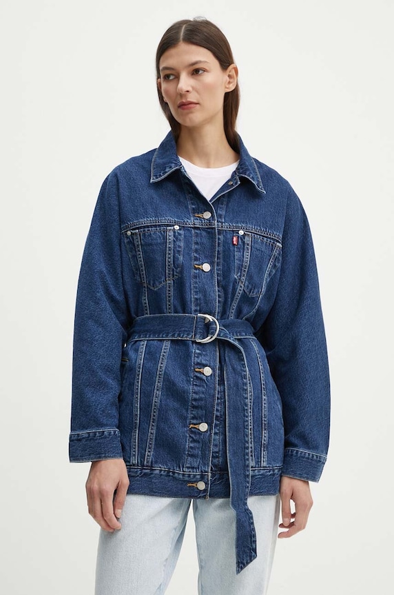 Levi's kurtka jeansowa bez kaptura granatowy A9368