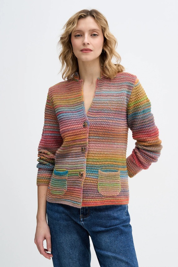 United Colors of Benetton cardigan din amestec de lână cu modele roz 105CD6880