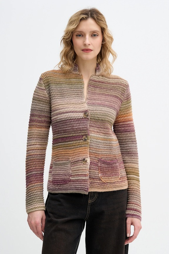 United Colors of Benetton cardigan din amestec de lână cu modele verde 105CD6880