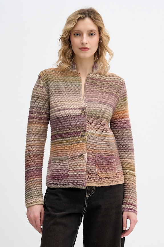 United Colors of Benetton cardigan din amestec de lână cu modele verde 105CD6880