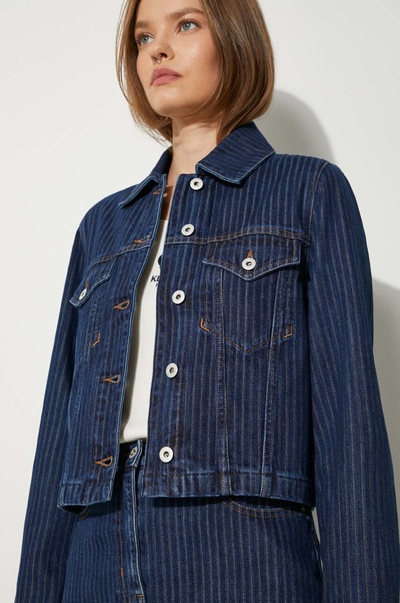 Kenzo giacca di jeans Trucker Jacket Stripped non isolato blu FE62DV2456F2.DD