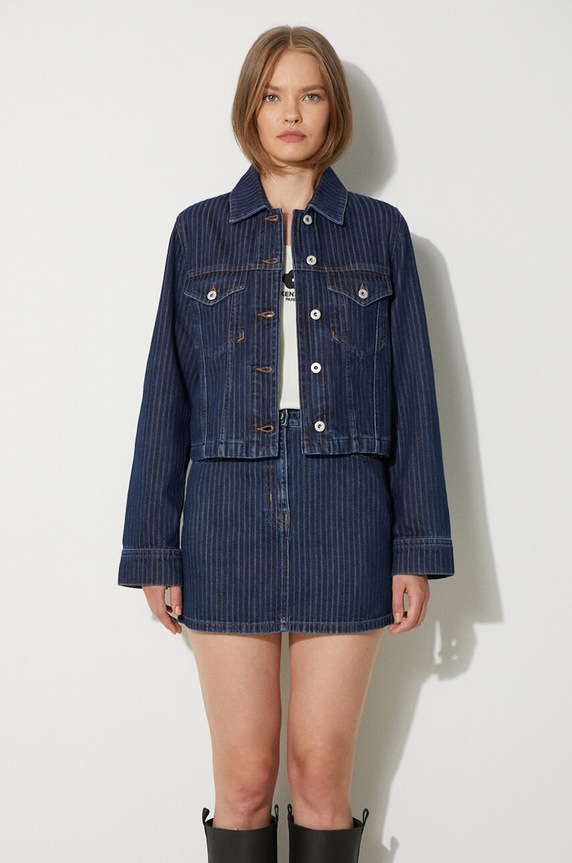 Kenzo giacca di jeans Trucker Jacket Stripped blu FE62DV2456F2.DD
