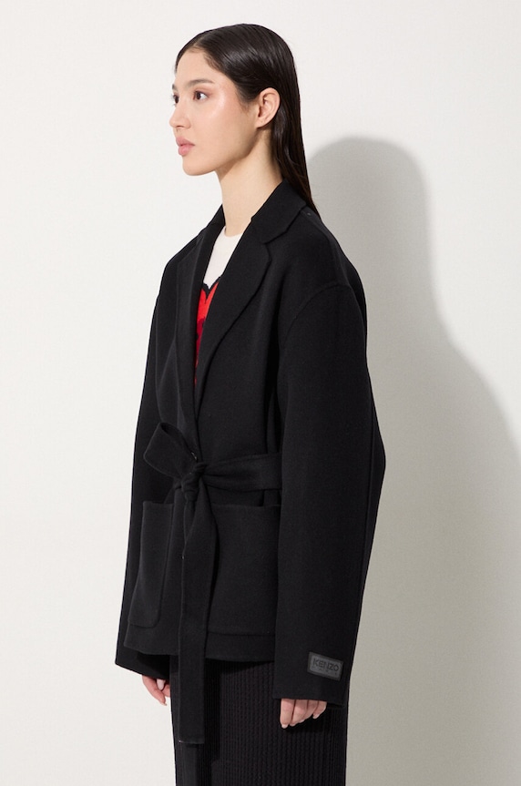 Одежда Шерстяная куртка-бомбер Kenzo Double Face Workwear Jacket FE62VE2559WA.99 чёрный