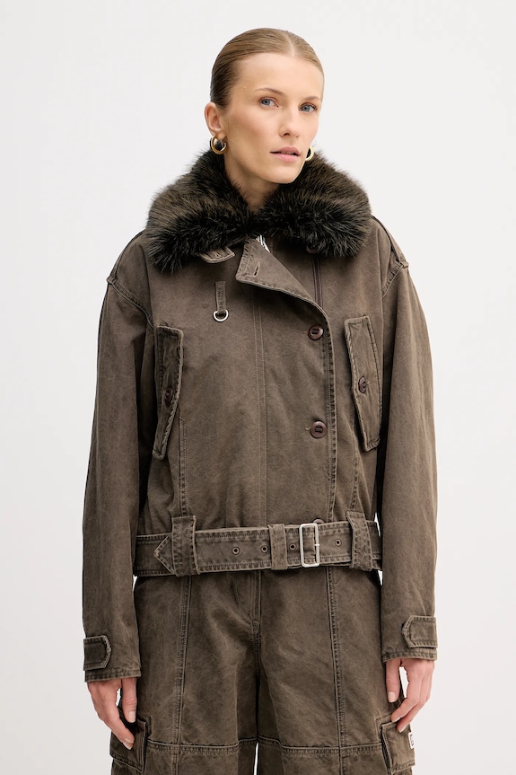 Kenzo kurtka Dyed Canvas Comber nieocieplane brązowy FE62OU2129GK.92