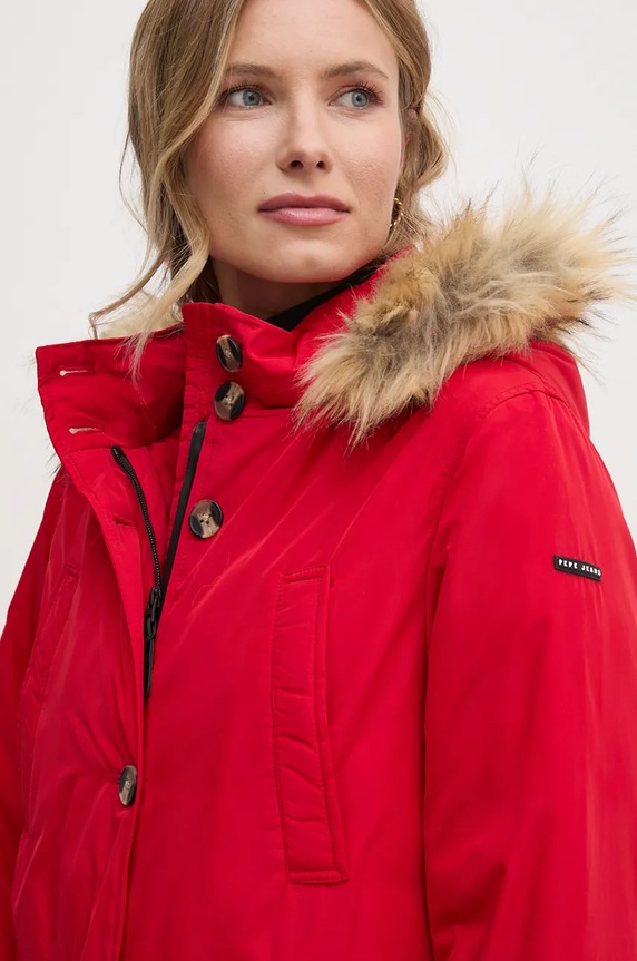Páperová bunda Pepe Jeans CLEMENTINE červená PL402435