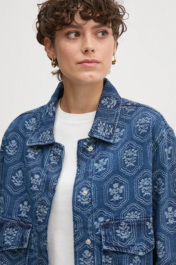 Rifľová bunda Pepe Jeans LOA JACQUARD modrá PL402483