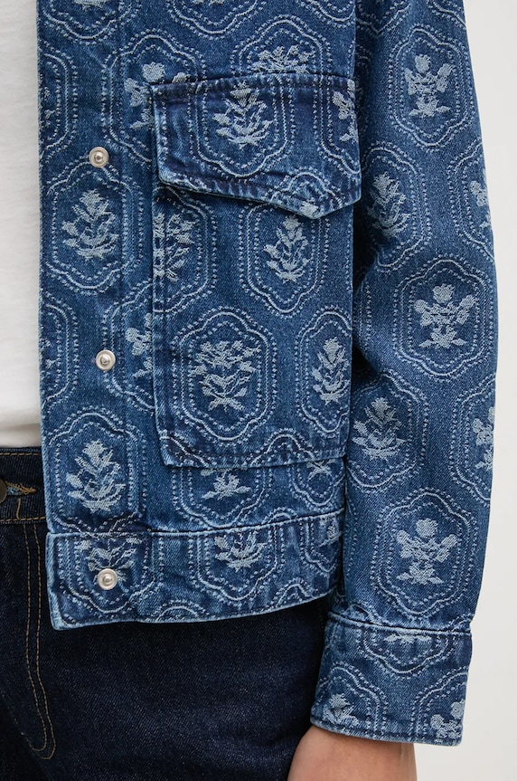 Rifľová bunda Pepe Jeans LOA JACQUARD PL402483 modrá