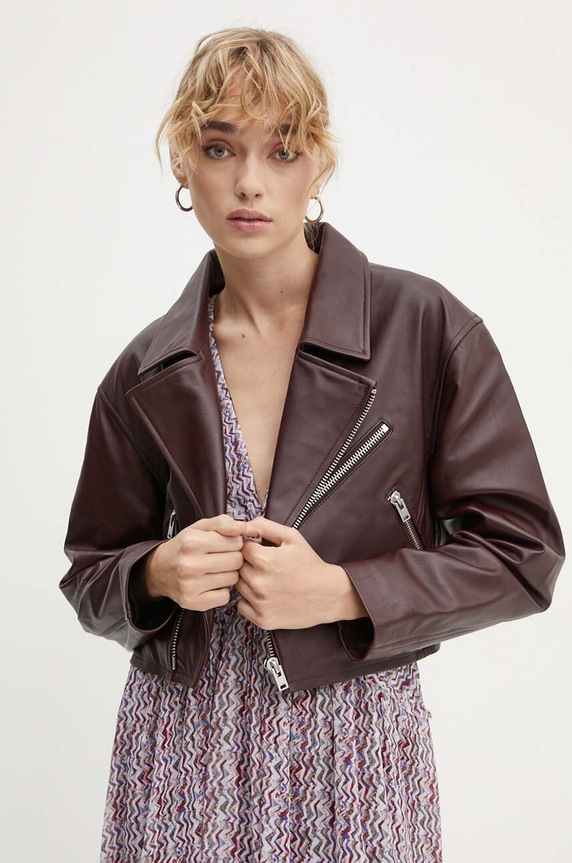 IRO bőrdzseki nem szigetelt burgundia WP137CASTILLI