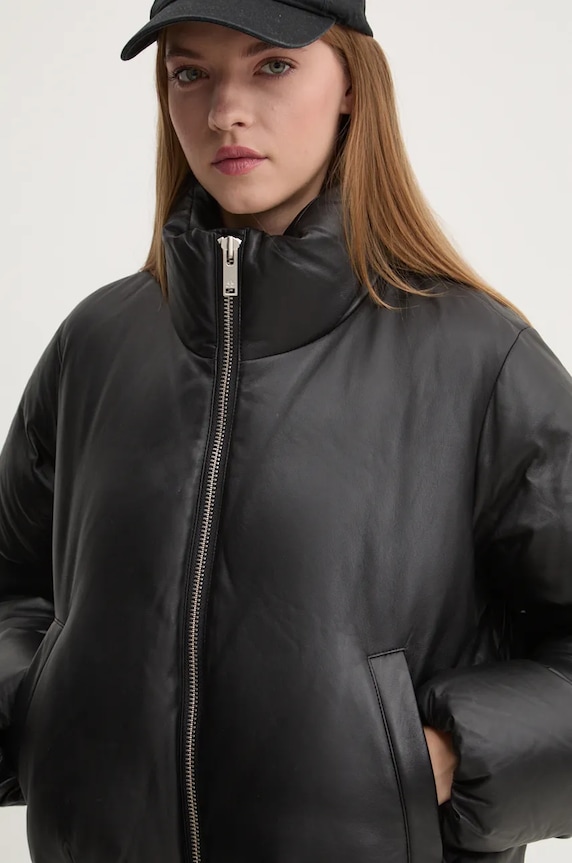 Kožna pernata jakna MOOSE KNUCKLES crna M34LL317