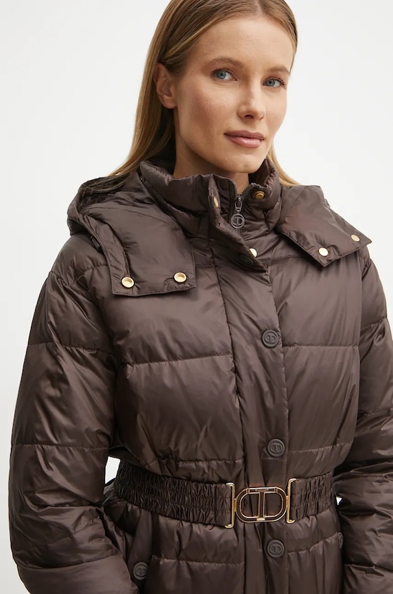 Péřová bunda Twinset hnědá 242TT2381