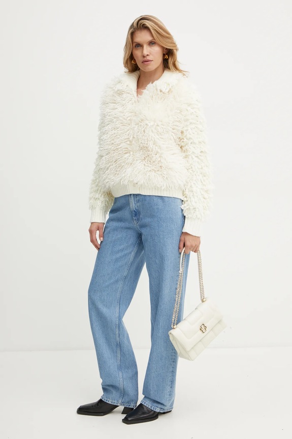 Jakna s dodatkom vune Twinset 242TT3250 bež AW24