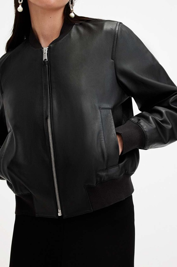 Кожено яке AllSaints ORTEN BOMBER JACKET W072LB черен AA00