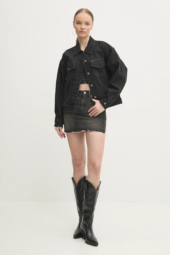 Τζιν μπουφάν Guess Jeans W4BN56.D5E83 μαύρο AW24