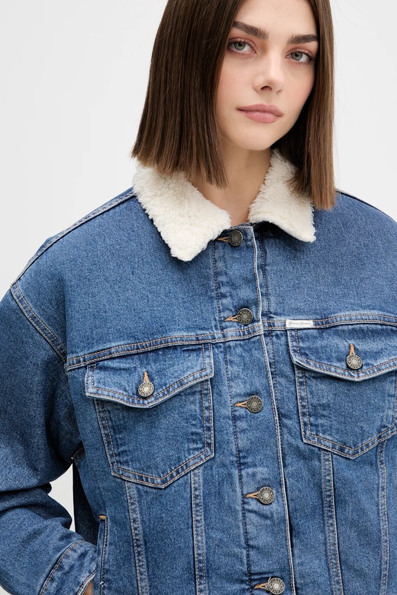 Rifľová bunda Guess Jeans modrá W4BN64.D5CC3