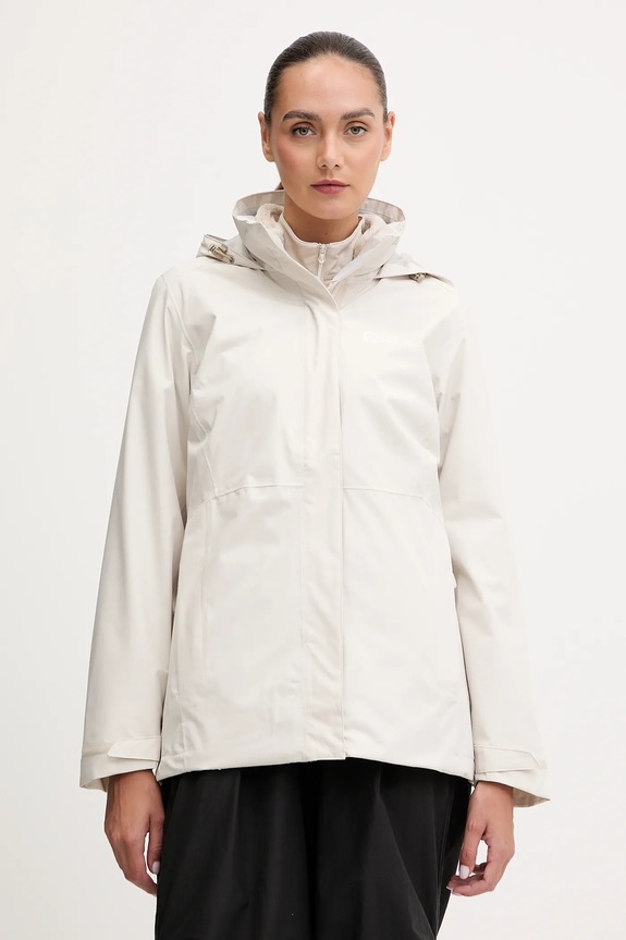 Turistická bunda Jack Wolfskin Rotwand 3 in 1 jemné zateplenie béžová A60333