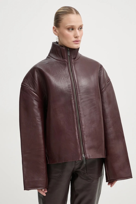 Remain kurtka skórzana 502440 bordowy AW24