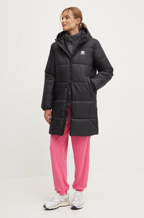 Bunda adidas Originals Long Puffer IW5858 čierna AW24