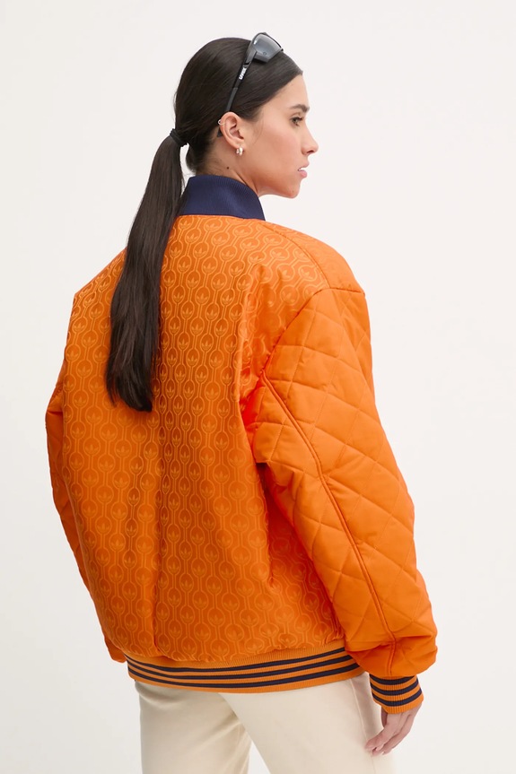 Dvostrana bomber jakna adidas Originals 70s Reversible Oversized Bomber Jacket narančasta JN7657