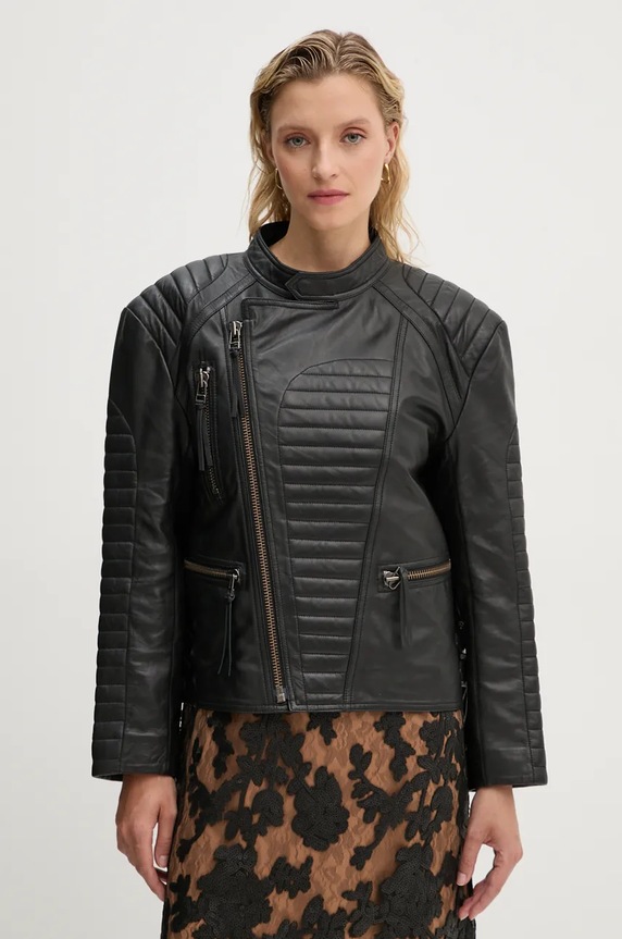 Δερμάτινo jacket MUNTHE TWEEKIE λείο δέρμα μαύρο 243152224304