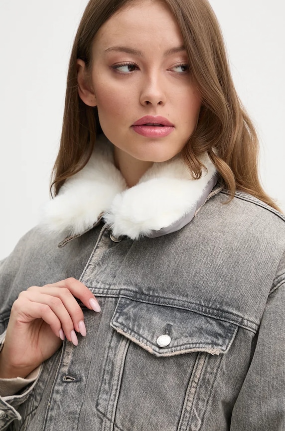 Sisley geacă din denim gri 2YRZLN04Y