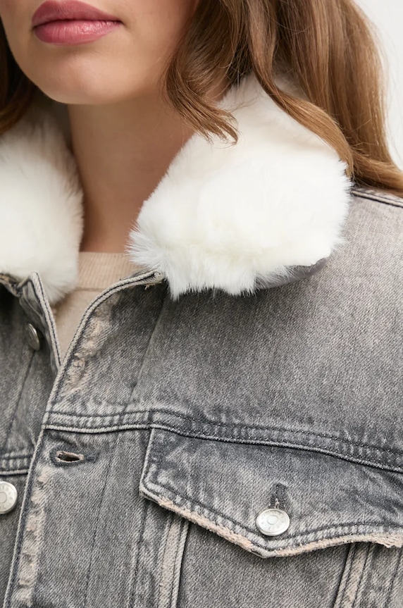 Sisley geacă din denim 2YRZLN04Y gri